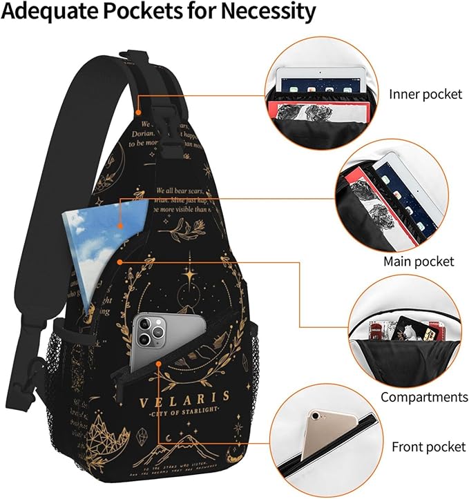Velaris City Of Starlight Bookish Fantasy Crossbody Bag Trendy Sling Bag Bakpack Casual Chest Bags Daypack For Hiking Walking Travel Running(2)
