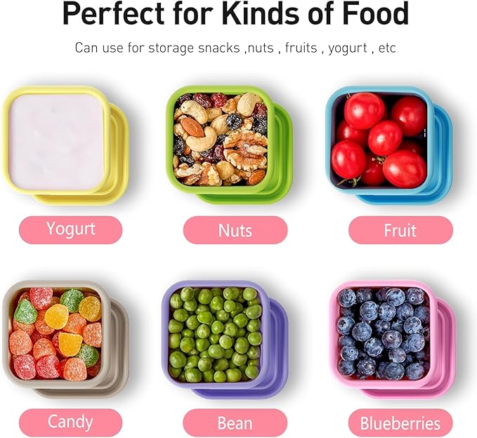Dobyusf 16-Piece Pure Silicone Food Container Set - Stackable 100ml Storage Boxes, Microwave & Dishwasher Safe, Temperature Resistant (-40°C to 230°C), BPA-Free Food Storage for Salads, Dips, Snacks