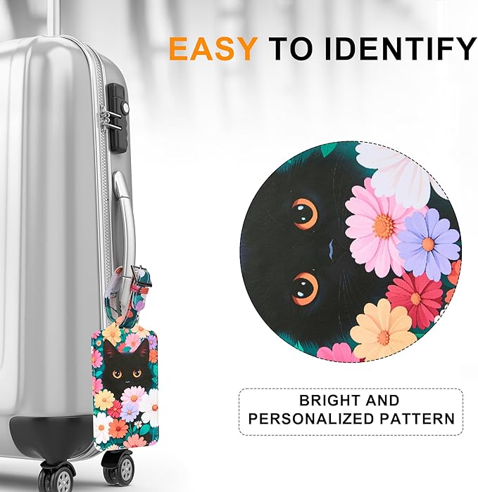 4 Pack Luggage Tag for Suitcases TSA Approved, Leather Suitcase Tags Identifiers, Cute Bag Name Travel Tags ID Labels for Women Men Cruise Airport Luggage Travel Essentials by Sodsay