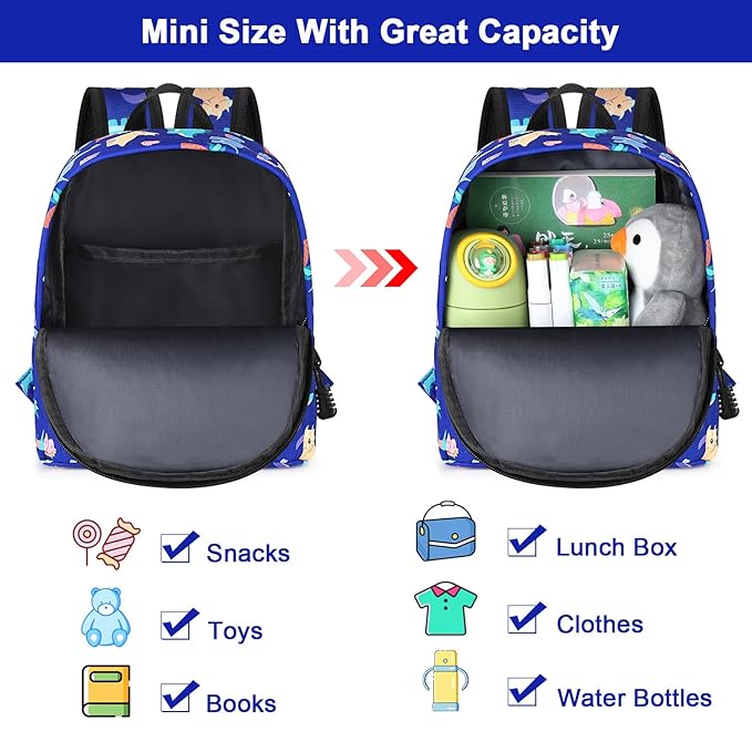 Accmor Toddler Backpack Leash, Cute Dinosaur Kids Backpack with Anti Lost Wrist Link, Mini Child Backpack Leash Walking Harness for Outdoor Travel, Adorable Backpack Tether for Baby Boys 1-3