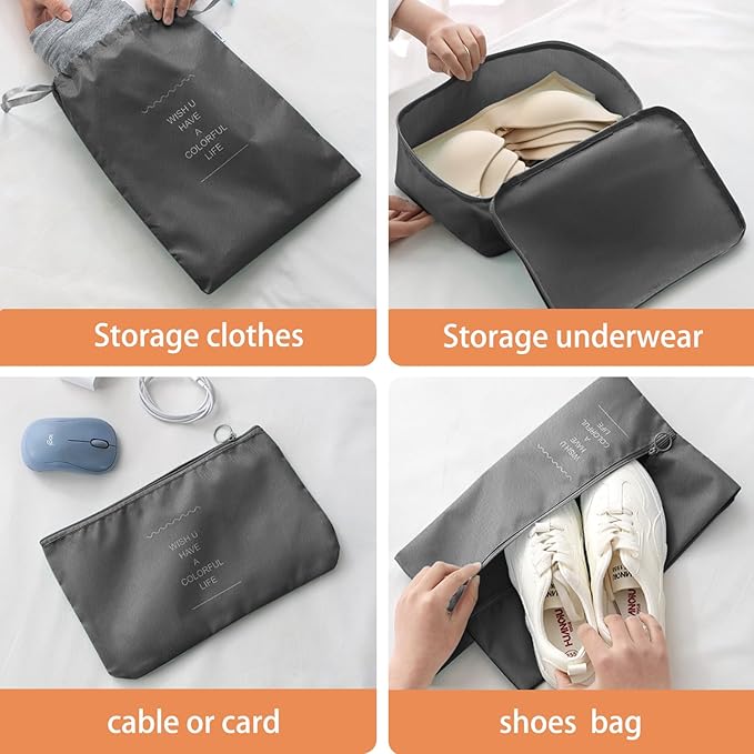 8 Set Packing Cubes for Suitcase, Packing Cubes for Carry on Suitcases, Luggage Organizer for Travel Essentials, Large Mesh Luggage Bag for Suitcases