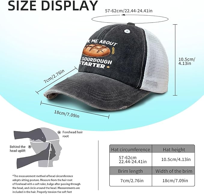 Ask Me About My Sourdough Starter Bread Baking Baker Bakery Hats Beach Cap for