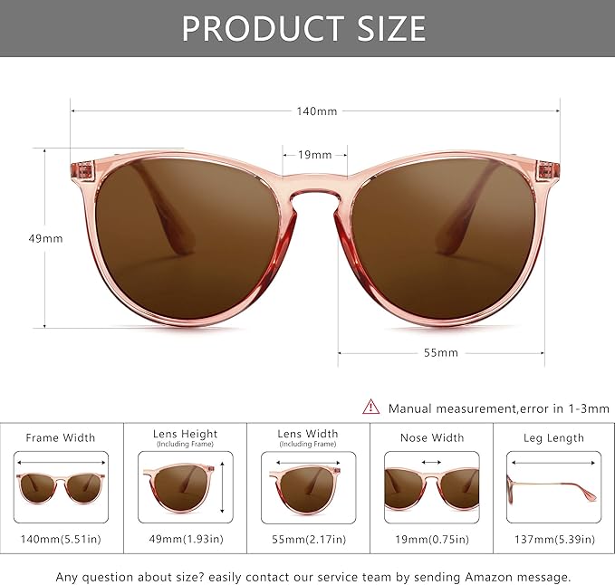 SUNGAIT Premium Vintage Round Sunglasses for Women Men Classic Retro Trendy Style