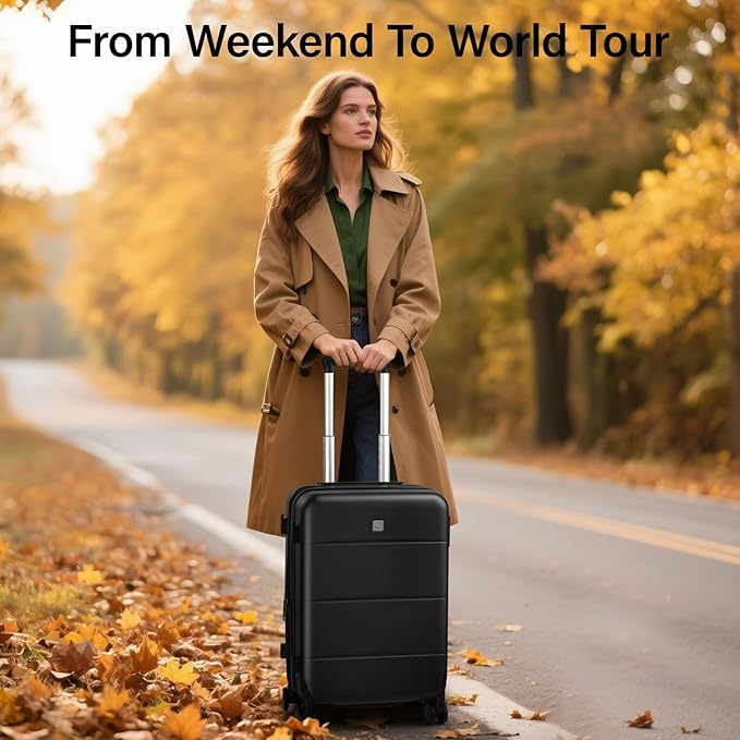 Hanke Expandable 28 Inch Luggage with Spinner Wheels, Hardside Large Suitcase, All-PC Hard Shell Checked Luggage, TSA Lock, Durable Checked-Large (Jet Black, 114L)