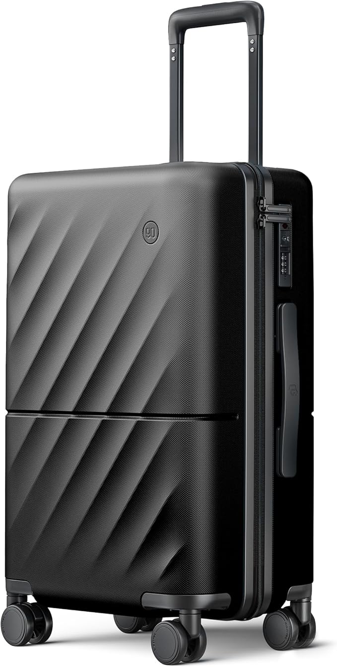 NINETYGO Carry On Suitcase, 20 Inch Carry-On Luggage with Double Spinner Wheels, Anti-Burst Zipper, Hard Case PC Suitcase Carry On, Lightweight Travel Luggage, TSA Approved (Onyx Black, Hudson)