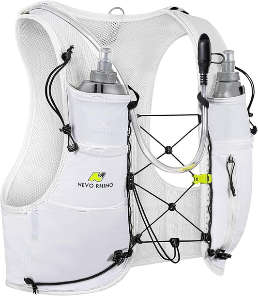 N NEVO RHINO Running Hydration Vest with 1.5L Water Bladder & Dual 500ml Soft Flask for Men Women,Adjustable Lightweight 5L Water Backpack for Hiking Trail Running Marathon Cycling
