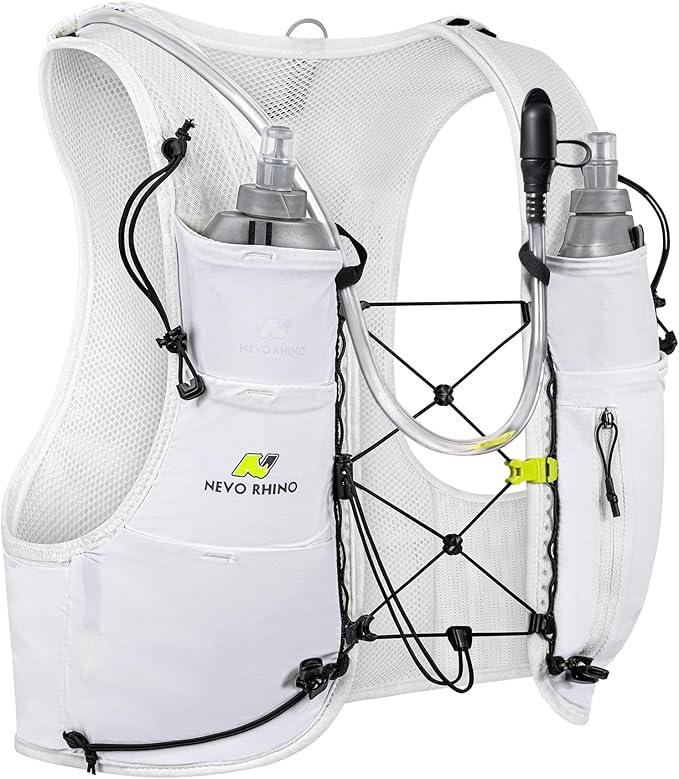 N NEVO RHINO Running Hydration Vest with 1.5L Water Bladder & Dual 500ml Soft Flask for Men Women,Adjustable Lightweight 5L Water Backpack for Hiking Trail Running Marathon Cycling
