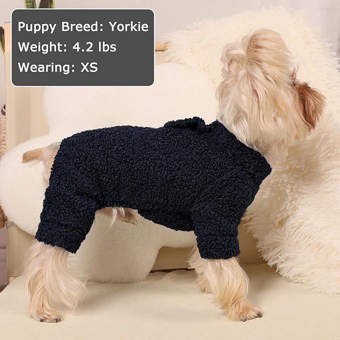 Dog Sweaters for Small Dogs Winter Dog Pajamas Sized Dogs Boy Girl Fleece Pet Clothes Puppy Outfit 4 Legs Jumpsuits for Chihuahua Yorkie Cat Apparel (Blue, X-Small)