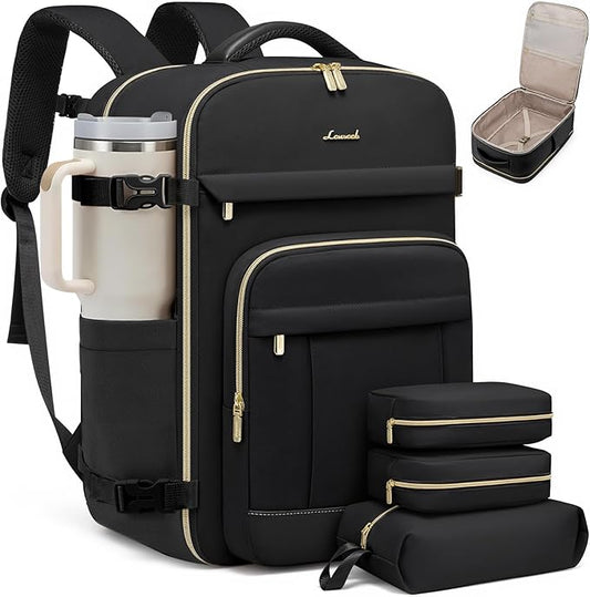 LOVEVOOK Travel Backpack for Women & Men - 17.3 Inch Carry On Backpack & Personal Item Backpack for Airlines, Spacious and Durable Design, with 3 Packing Cubes