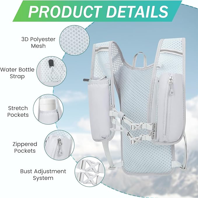TUIKEN Small Hiking Backpack 10L - Lightweight Packable Foldable Backpack for Travel Camping Outdoor Commute, Compact Rucksack for Women Men(Grey)