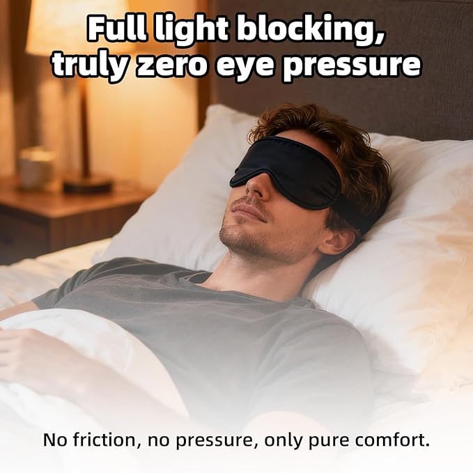 Soft Sleep Mask for Eyes, Moisture Chamber Glasses with Earbud Storage Design Reusable Lightweight Hydrating Eye Mask Comfortable Sleep Goggles for Naps Meditation Yoga