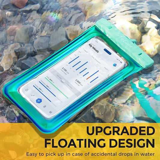 2 Pack ProCase Floating Waterproof Phone Pouch Up to 7", IPX8 Floatable Underwater Phone Case Dry Bag for iPhone 17/Air 16 15 14 13 12 11 Pro Max Xs Max XR X 8 7 Plus SE/Galaxy S24 S23 S22 -WhiteGreen