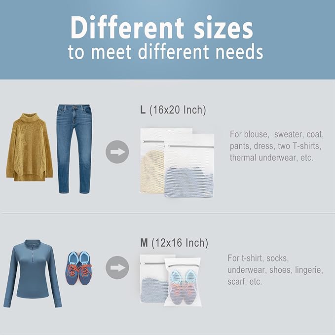 Muchfun 5Pcs Durable Honeycomb Mesh Laundry Bags for Delicates (2Large, 3Medium)