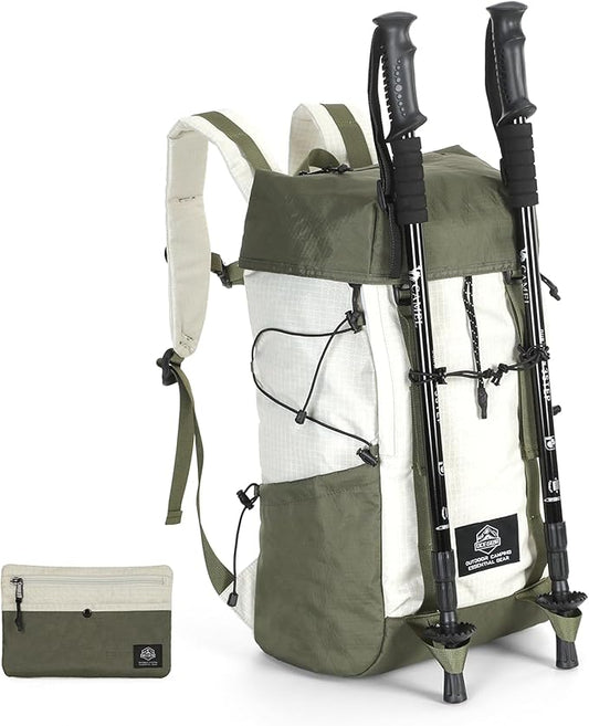 Hiking Backpack for Women Men Lightweight Camping Backpack with Rain Cover 30L Waterproof Hiking Daypack Bag with Hiking Pole Carrying System for Travel Trekking Mountaineering Large Capacity (Green)