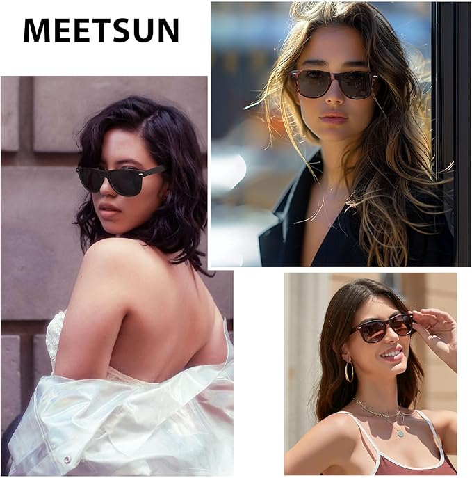 MEETSUN Polarized Sunglasses for Women Men Classic Retro Trendy Driving Sun Glasses UV400 Protection (3 Pack)