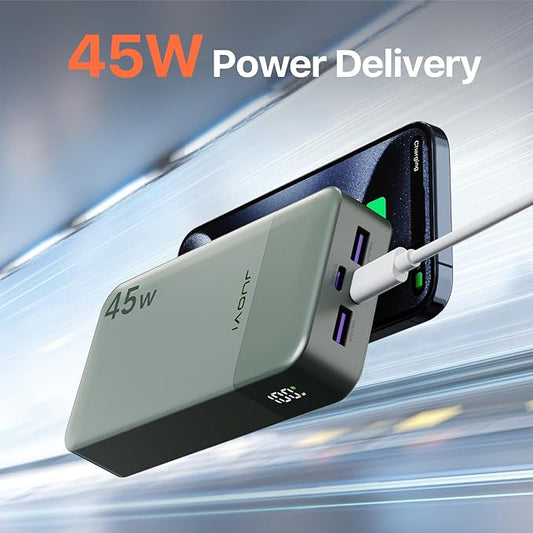 J2621 Power Bank Portable Charger 20000mAh 45W,PD 3.0 QC 4.0 Fast Charging Battery Pack with LED Display,2 USB-C, 2 USB-A for iPad, iPhone 16 15 14 13, Tablet, Galaxy, Samsung S24 S23,Google