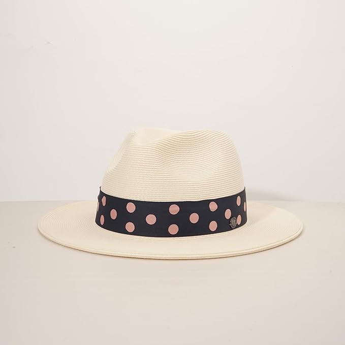 Pineapple&Star Sun Straw Fedora Beach Hat Fine Braid UPF50+ for Women