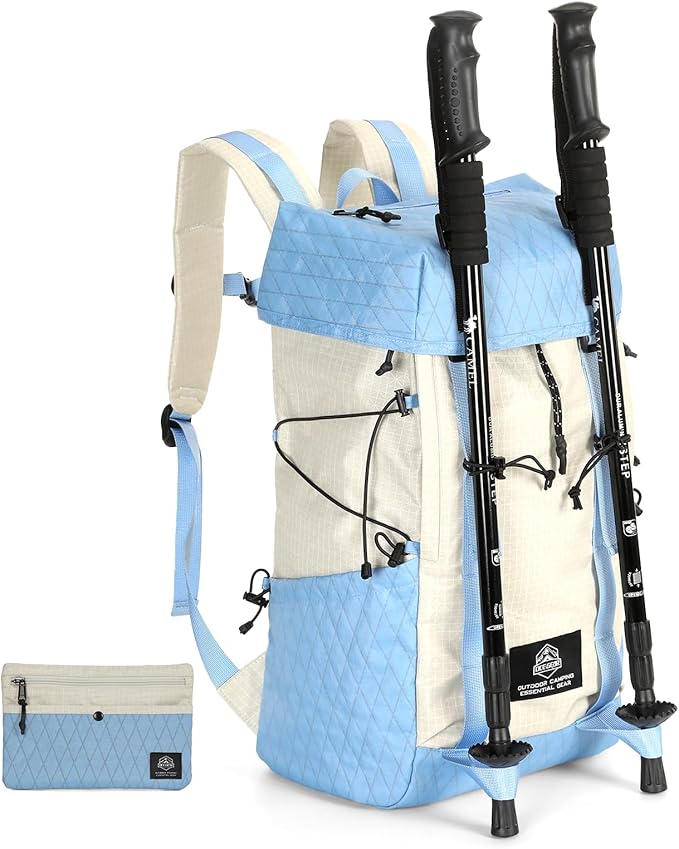 Hiking Backpack for Women Men Lightweight Camping Backpack with Rain Cover 30L Waterproof Hiking Daypack Bag with Hiking Pole Carrying System for Travel Trekking Mountaineering Large Capacity (Blue)