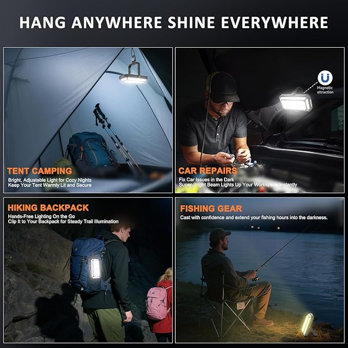 Camping Lantern LED Rechargeable - up to 120+ Hours, 10000mAh Portable Camping Lights with Redlight &12 Light Modes, LCD Display, Dimmable, Waterproof, Camping Lanterns for Power Outages, Hurricane