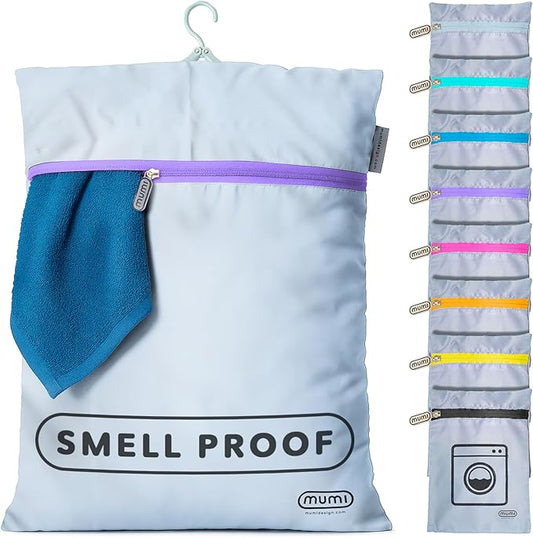 Mesh Laundry Bags for Delicates – MUMI Travel Laundry Bag with Hanger & Pouch | Large Lingerie Wash Bag for Washing Machine, Baby Clothes, Gym & Travel | Odor-Resistant Laundry Mesh Bag - Purple