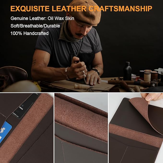 Full Grain Leather AirTag Passport Holder Wallet Cover for Men and Women Travel, Passport Holder with AirTag Slot Passport Wallet, Travel Essentials Genuine Leather Passport Cover Gifts (Coffee)