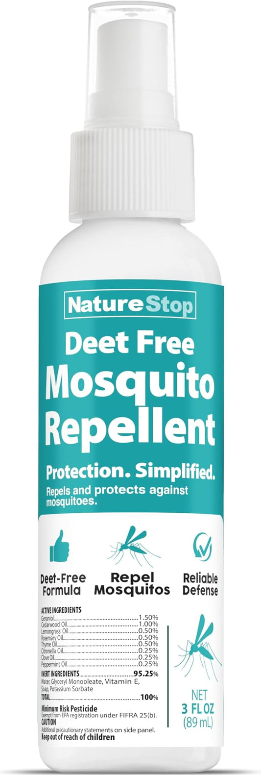 DEET Free Mosquito Repellent, Mosquito Spray for Outdoor and Travel, 3 oz (90mL)