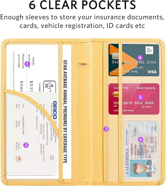 CoBak Car Registration and Insurance Holder - Vehicle Glove Box Car Organizer,Auto Truck Comparment Accessories Case with Magnetic Closure for Essential Document,Driver License,Cards