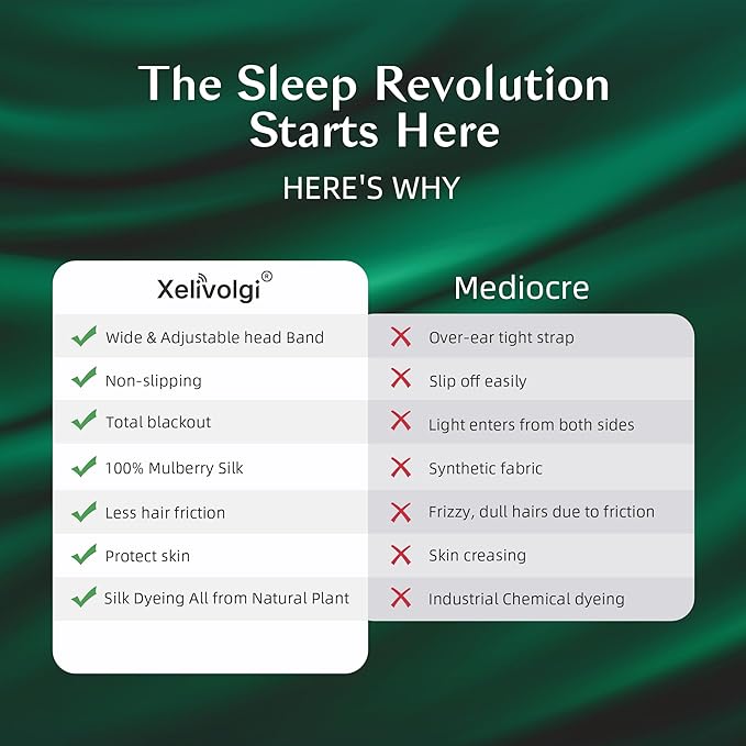 Silk Sleep Mask for Women and Men, Side Sleeper, 22 Momme Pure Mulberry Silk Total Blackout 100% Mulberry Eye Mask with Adjustable Headband Full Size, Eye Masks for Sleeping and Travel
