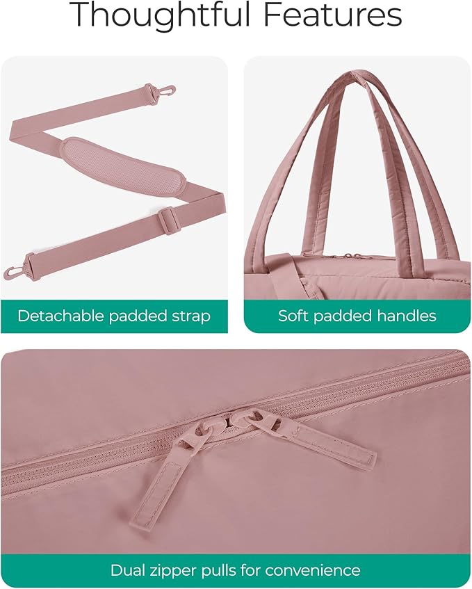 BAGSMART Gym Bag for Women with Toiletry Pouch, Lightweight Weekender Bags for Women with Wet Pocket, 31L Travel Duffle Carry On Bag, Weekender Overnight Bag for Travel,Water Resistant,Dark Pink