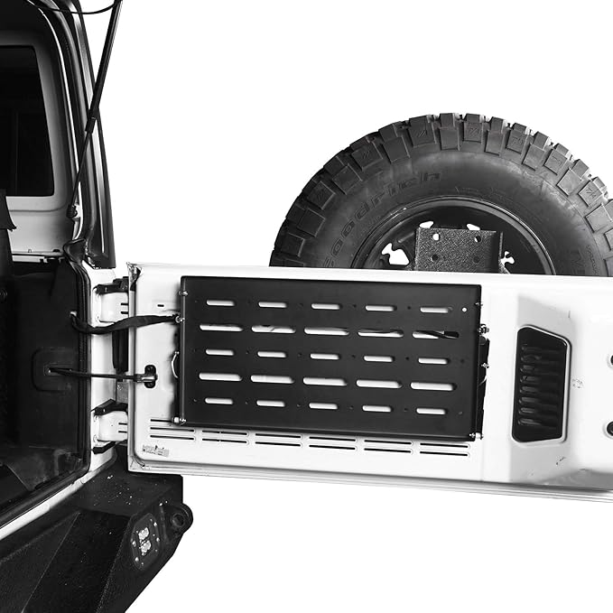 Hooke Road JK Wrangler Tailgate Table Metal Storage Rack Foldable Cargo Shelf for 2007-2018 Jeep Wrangler JK & Unlimited