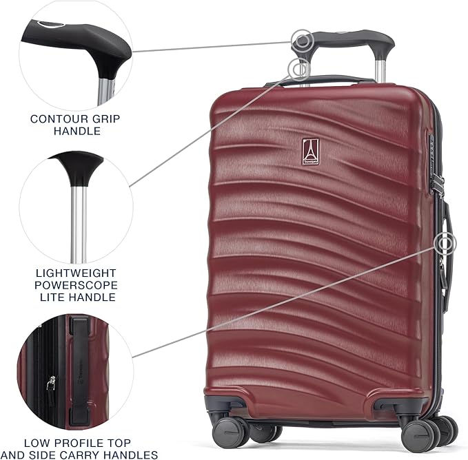 Travelpro Maxlite Air V2 Hardside Expandable Carry on Luggage, 8 Spinner Wheels, Lightweight Hard Shell Suitcase, TSA lock, Cabernet, Carry On 21-Inch