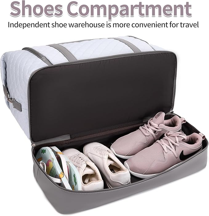 Weekender Bag, Large Travel Duffel Bag for Women, Carry on Overnight Bag with Shoe Compartment and Toiletry Bags
