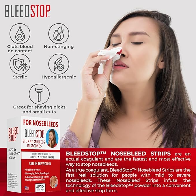 BleedStop™ First Aid Powder Strip for Blood Clotting, Trauma Kit, Blood Thinner Patients, Camping Safety, and Survival Equipment for Moderate to Severe Bleeding Wounds or Nosebleeds - 18g (Pack of 3)