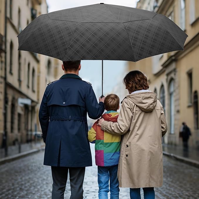 Satol 46/54/62 Inch Large Golf Umbrella, Windproof 10 Ribs Automatic Open/Close Oversize Double Canopy Vented Portable Folding Travel Umbrellas, UPF 50+ Sun & Rain Compact Umbrellas for Outdoor