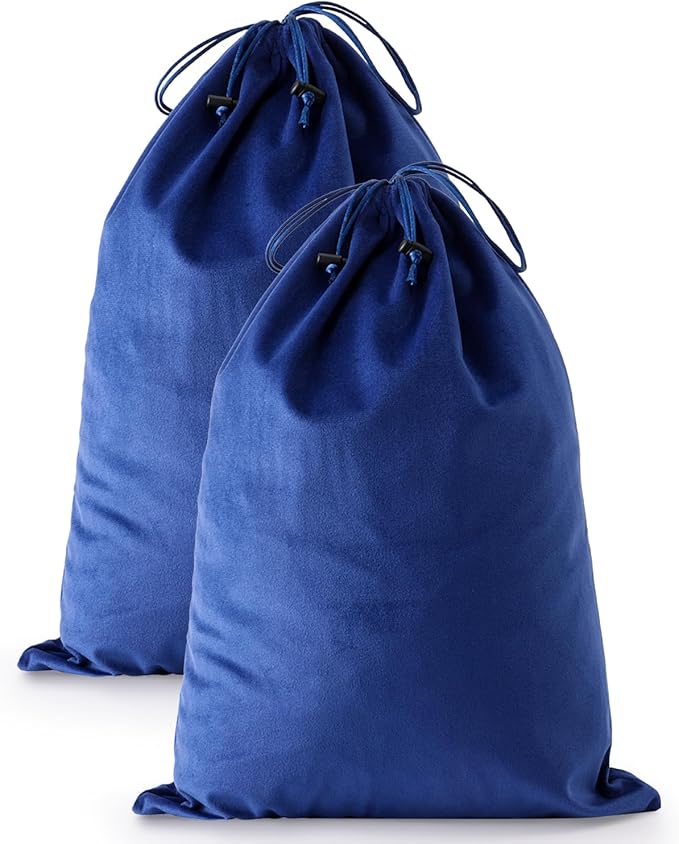 FantasyLife Shoe Bags for Travel, Washable Dust Bags for Storage & Packing, Flannel Shoe Pouch with Drawstring Closure for Purses, Handbags, Shoes & Toys (2, Palace Blue)