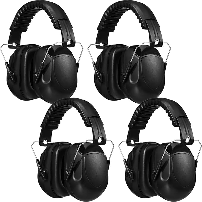 4 Pack NRR 28dB Safety Ear Muffs, Foldable Noise Reduction Safety Ear Protection Adult Noise Cancelling Earmuffs for Shooting