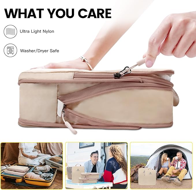 Lightweight Compression Packing Cubes for Suitcases, Compressible Expandable Travel Packing Organizer with Clear Toiletries and Backpack Bag, Travel Essentials for Carry on Luggage 7 Set
