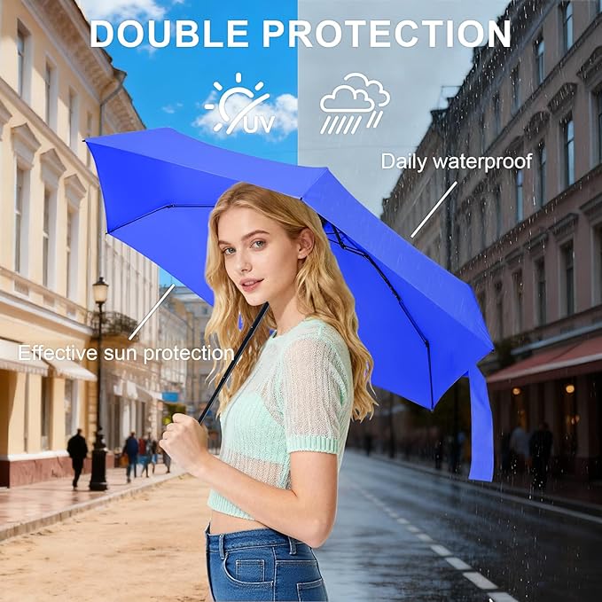 LEAGERA Compact Travel Umbrella with Case - Mini Umbrella for Purse, Small Lightweight &Tiny Design Perfect for Parasol Outdoor Sun&Rain Umbrellas