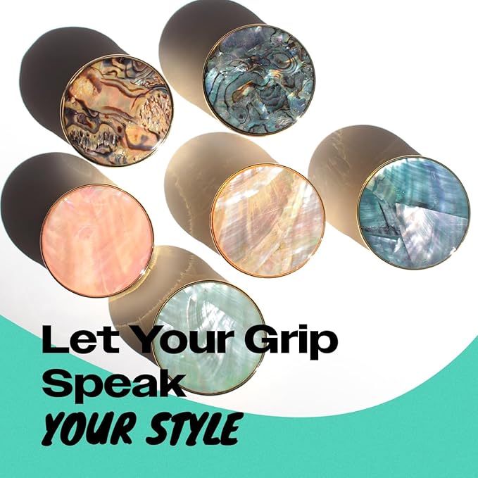 OnTheGrip Cute Natural Seashell Design Round Shape Collapsible Mobile Phone Grip Stand Holder for Smartphone Tablet Cell Phone Accessory (Leopard)