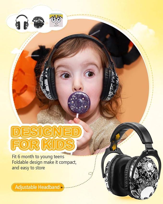 ZOHAN EM030 Kids Ear Protection, Noise Cancelling Headphones Ear Muffs for Autism Sensory, Safety Noise Reduction Hearing Protection for Monster Truck/Concerts/Fireworks/Air Shows