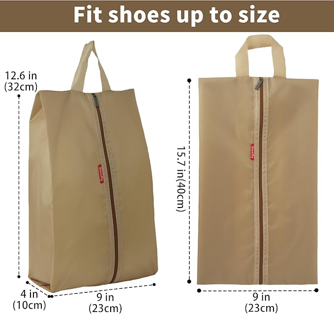 6pcs Portable Shoe Organizer, Travel Pouches with Zipper, Golf Shoe Bags, Clothes Bags, Soccer Cleats Bag Shoe Pouch for Gym, Waterproof, Odor-Resistant (Khaki)