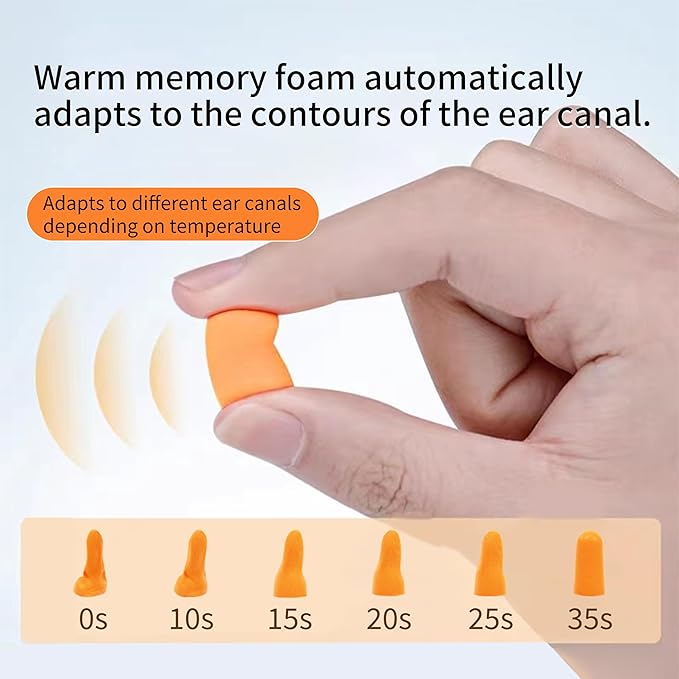 200 Pairs Foam Ear Plugs - 38dB(NRR 33dB) Noise Reduction Disposable Earplugs for Shooting, Sleeping, Work & Construction Site