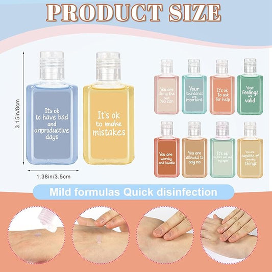 50 Pcs Mental Health Awareness Hand Sanitizer Bulk Inspirational Positive Affirmation Small Hand Sanitizer 1fl oz Travel Size Hand Soap Mental Health Gift for Teachers Team Coworker (Morandi)