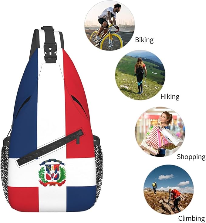 QFXUYNG Dominican Republic Flag Adult Sling Bag Unisex Chest Bags Crossbody Backpack Casual Daypacks Shoulder Bag for Women Men Cycling Hiking Travel