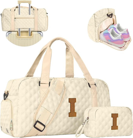 Elilier Teen Girl Gifts Trendy Stuff, Personalized Gifts, Initial Travel Duffel Bag or Teens, Monogram Overnight Bag, Trendy Stuff Gifts for Girls Friend Birthday Teacher Gift