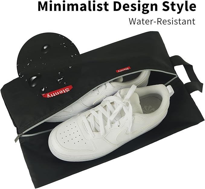 6pcs Portable Shoe Organizer, Travel Pouches with Zipper, Golf Shoe Bags, Clothes Bags, Soccer Cleats Bag Shoe Pouch for Gym, Waterproof, Odor-Resistant (Black)