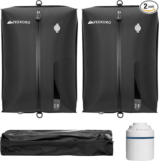 Vacuum Bag for Travel, Professional IPX8 Waterproof Reusable Vacuum Compression Bags for Travel Suitcases, Durable Space Saver Bag(2 PACK,With Pump)