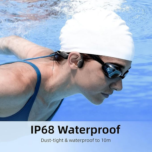 LYPERTEK Bone Conduction Bluetooth Headphones,Open Ear Wireless Bluetooth Sport Headphones,32GB MP3 Player Workout Earphones for Running, IP68 Waterproof Underwater Earbud for Swimming, S30-Black