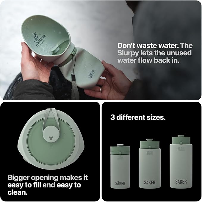 SÄKER Portable Dog Water Bottle, Collapsible Water Bottle for Dogs Perfect for Walking, Hiking and Outdoors | Works as a Portable Water Bowl | Designed in Montreal - 550ml