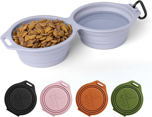 Pup Culture Dual Collapsible Dog Bowls | Silicone Travel Water Bowl for Dogs | Food Grade, No Plastic Rim, Portable Dog Bowl for Food and Water-Easy to Clean | BPA Free and Safe for Your Pup-Lavender
